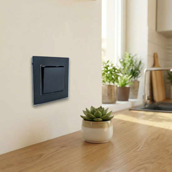 Intrerupator Simplu Negru cu Rama din Sticla