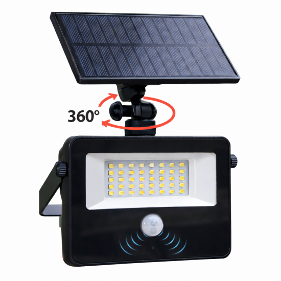 Proiector cu panou solar reglabil si rotativ 360 5V/1.5w 6500K 140x133x60mm 50W