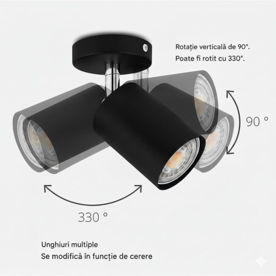 Spot Liniar Reglabil  Negru 6 X GU10 1180mm
