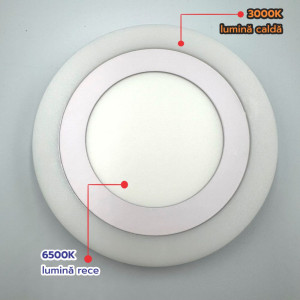 Spot LED Rotund Doua Culori  12+6W 3000k-6500k  Trei Functii
