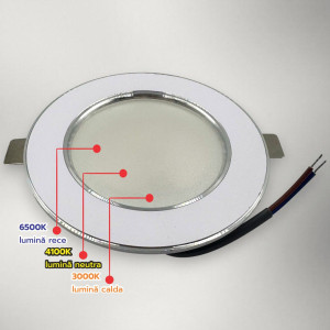 Spot LED Rotund Trei Culori  5W 3000k-6500k