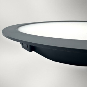 Spot Led Sole cu rama neagra, rotund ingropat Ø220, 24W, 4100K, lumina neutra