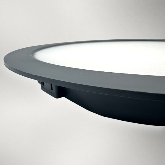 Spot Led Sole cu rama neagra, rotund ingropat Ø220, 24W, 4100K, lumina neutra