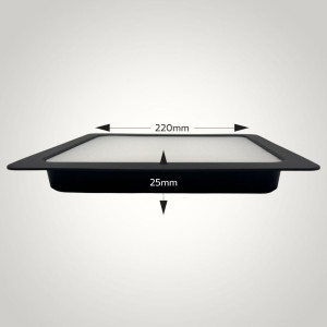 Spot Led Sole cu rama neagra, patrat ingropat 220x220, 24W, 4100K, lumina neutra