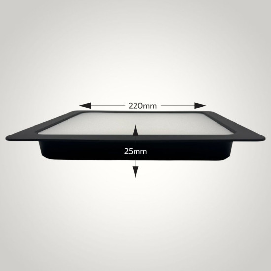 Spot Led Sole cu rama neagra, patrat ingropat 220x220, 24W, 4100K, lumina neutra