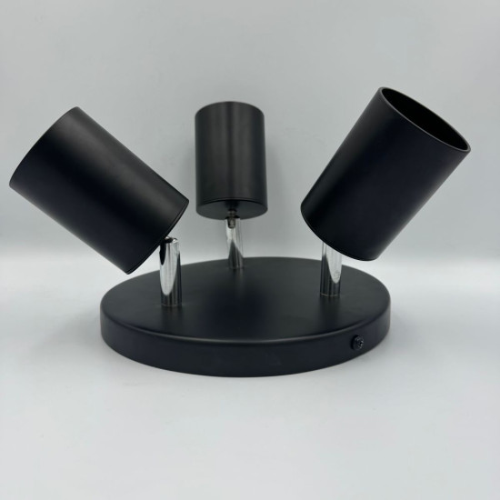 Spot Rotund Reglabil Negru 3 X GU10 200mm