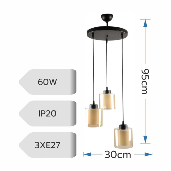 CANDELABRU NITRA ANTIQUE 3XE27 60W