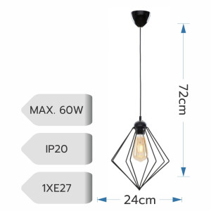 LUSTRA LINA NEGRU 1XE27 60W