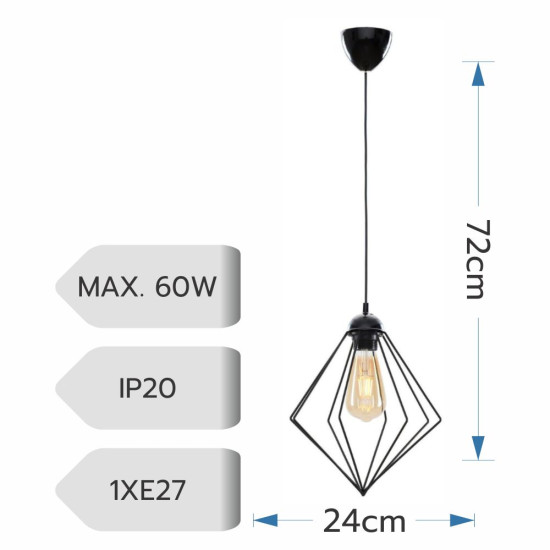 LUSTRA LINA NEGRU 1XE27 60W