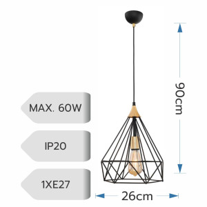 LUSTRA SUDE NEGRU 1XE27 60W