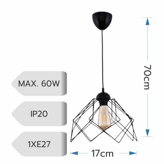 LUSTRA KONTES NEGRU 1XE27 60W