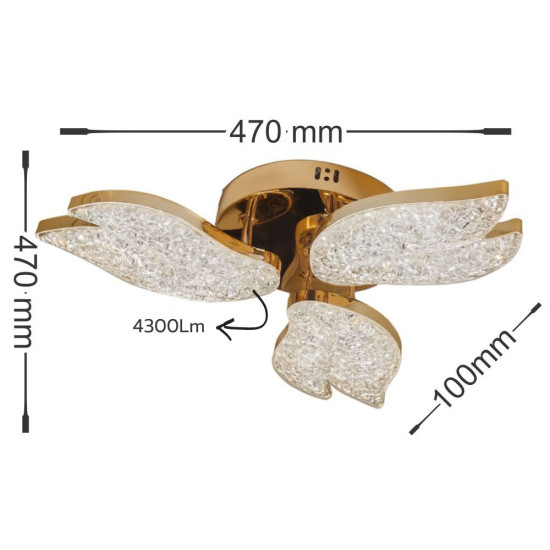 LUSTRA LED AUREO 3 BRATE AURIE 40W 4300LM 3000K-6500K 470*470*100MM
