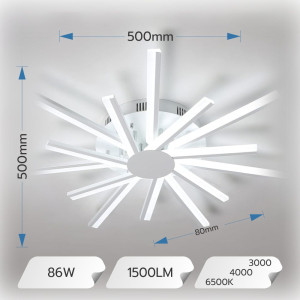 LUSTRA LED SUN  86W 3000K/4000K/6500K 7100 LM 500X500X80MM