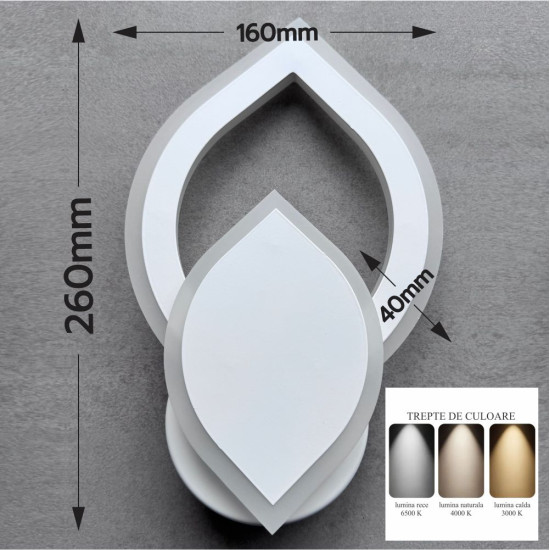 APLICA PERETE IRIS AJUSTABILA 22W/1900LM/3000K/4000K/6500K