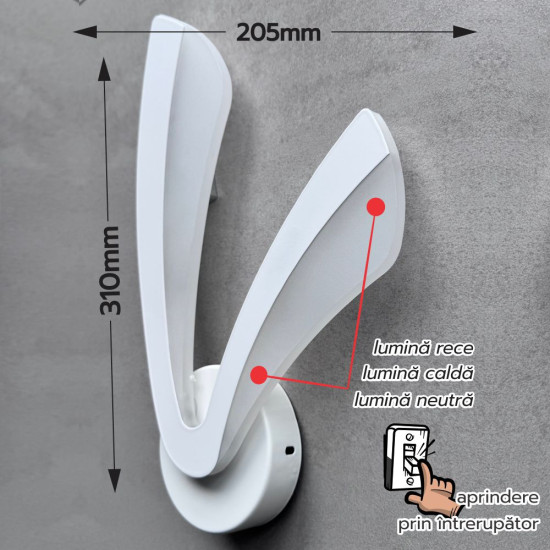 APLICA PERETE HEKTOR AJUSTABILA 15W/1200LM/3000K/4000K/6500K