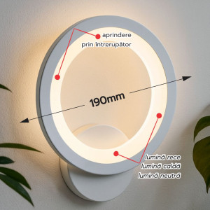 APLICA PERETE CYBELE AJUSTABILA 18W/1400LM/3000K/4000K/6500K