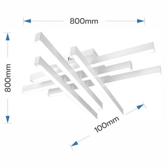 LUSTRA LED AXIS ALB 6 BRATE 90W 8100LM 800*800*100MM