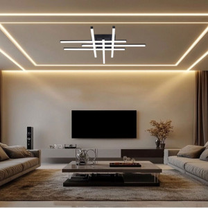 LUSTRA LED AXIS NEGRU 6 BRATE 90W 6080LM 800*800*100MM