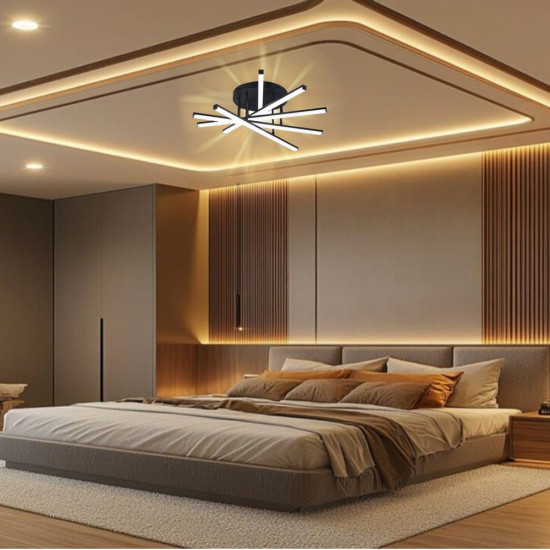 LUSTRA LED AXIS NEGRU 6 BRATE 73W 5040lm 600*600*120mm