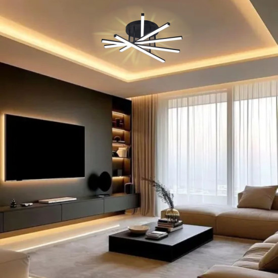 LUSTRA LED AXIS NEGRU 6 BRATE 73W 5040lm 600*600*120mm