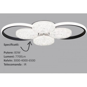 LUSTRA LED EDERA 6 CERCURI 83W 7700LM 3000K-6500K 580*375*75MM