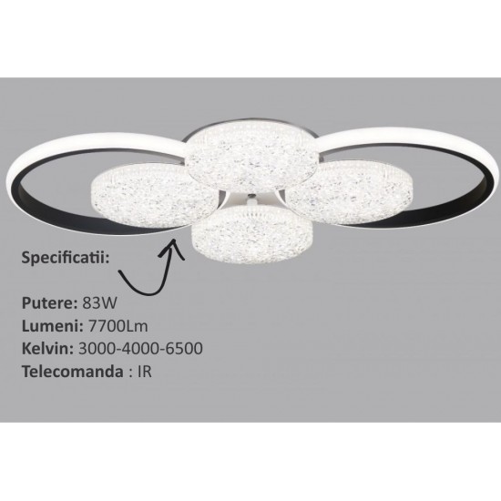 LUSTRA LED EDERA 6 CERCURI 83W 7700LM 3000K-6500K 580*375*75MM