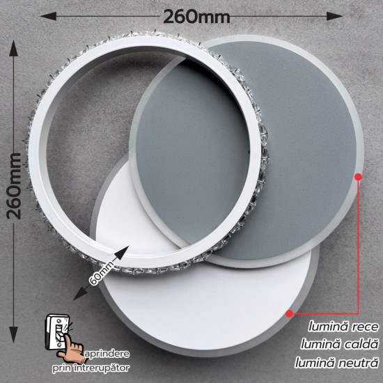 Aplica Led Elara 31w/2400lm 3000k/4000k/6500k 260x60mm