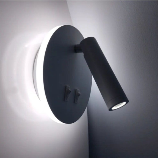 Aplica led neagra cu spot 10W/430LM/3000K-4000k-6500k  - 140mm