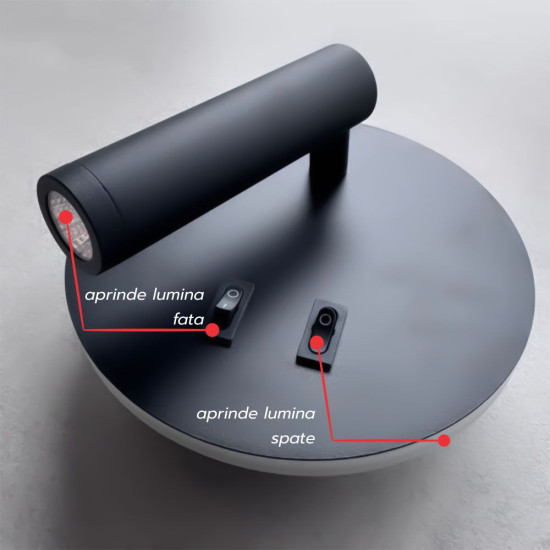 Aplica led neagra cu spot 10W/430LM/3000K-4000k-6500k  - 140mm