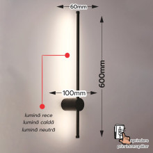 Aplica led liniara neagra 11W/550LM/4000K - 600mm
