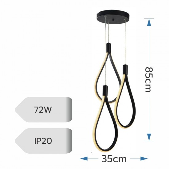 CANDELABRU LED TREND NEGRU 72W/5760lm 3000K-6500K
