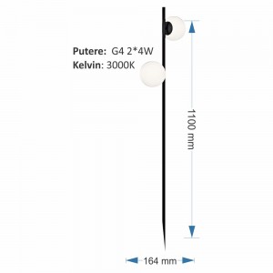 STALP GRADINA 2*G4 164*164*1100MM NEGRU