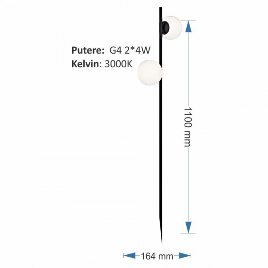 STALP GRADINA 2*G4 164*164*1100MM NEGRU