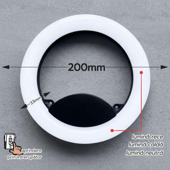 APLICA LED PERETE JADE 12W 950LM 3000K NEGRU FI200*33MM