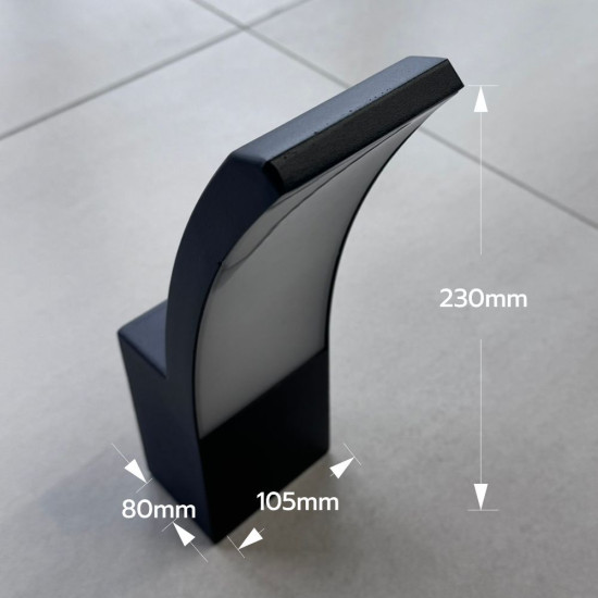 APLICA LED EXTERIOR NEGRU 12W/700LM/3000K IP65 230V 230x105x80MM