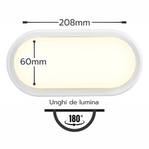Aplica LED BAT Ovala 10W=90W, 4000K, lumina neutra, cu protectie IP65