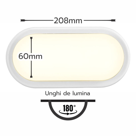 Aplica LED BAT Ovala 10W=90W, 4000K, lumina neutra, cu protectie IP65