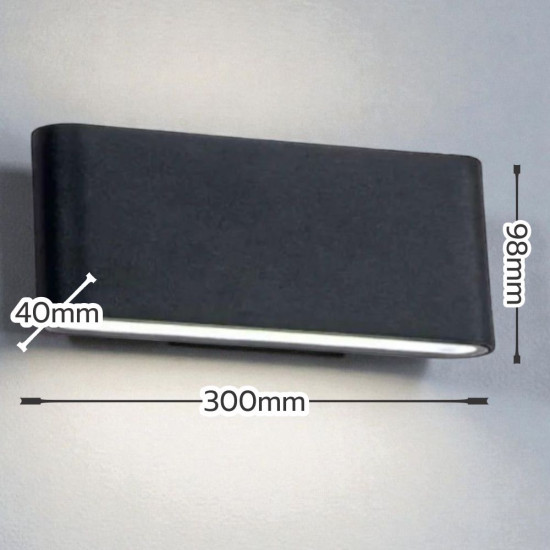 Aplica LED de exterior extra-plata Long, 24W=160W, 3000K, lumina calda, 2160Lm, IP65