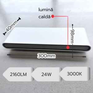 Aplica LED de exterior extra-plata Long, 24W=160W, 3000K, lumina calda, 2160Lm, IP65