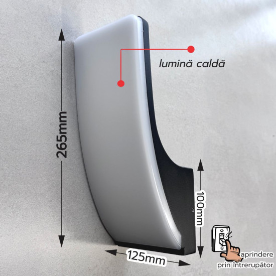 Aplica de perete Some IP65 15W 3000K 1350lm