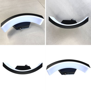 Aplica LED de exterior concava cu senzor Neagra, 24W=160W, 3000K, lumina calda, 2160Lm, IP65