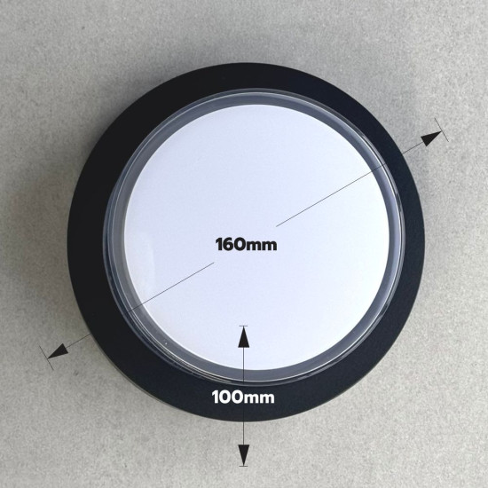 Aplica LED de exterior, Ø160mm, 12W=75W, 3000K, lumina calda, 1080Lm, IP65