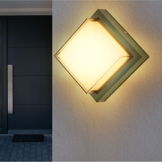 Aplica LED de exterior, 160x160mm, 12W=75W, 3000K, lumina calda, 1080Lm, IP65