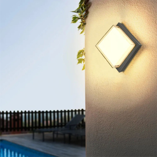 Aplica LED de exterior, 160x160mm, 12W=75W, 3000K, lumina calda, 1080Lm, IP65