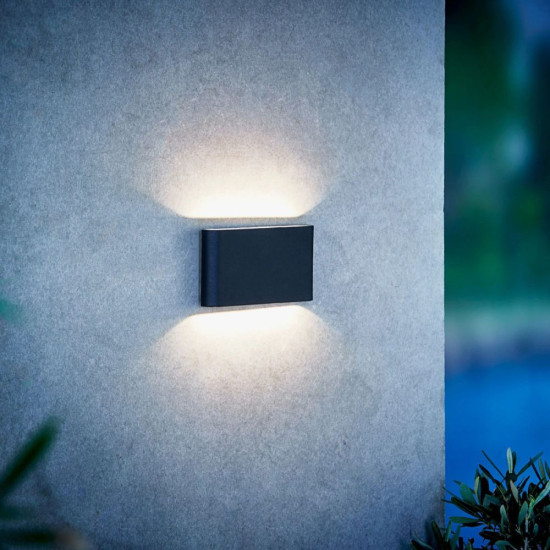 Aplica LED de exterior extra-plata, 12W=75W, 3000K, lumina calda, 1080Lm, IP65