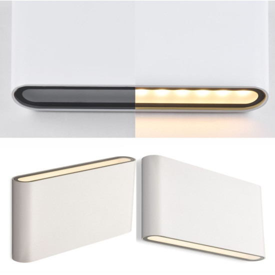 Aplica LED de exterior extra-plata, 12W=75W, 3000K, lumina calda, 1080Lm, IP65