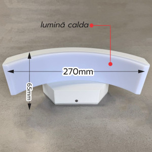 Aplica LED de exterior concava ALBA, 24W=160W, 3000K, lumina calda, 2160Lm, IP65