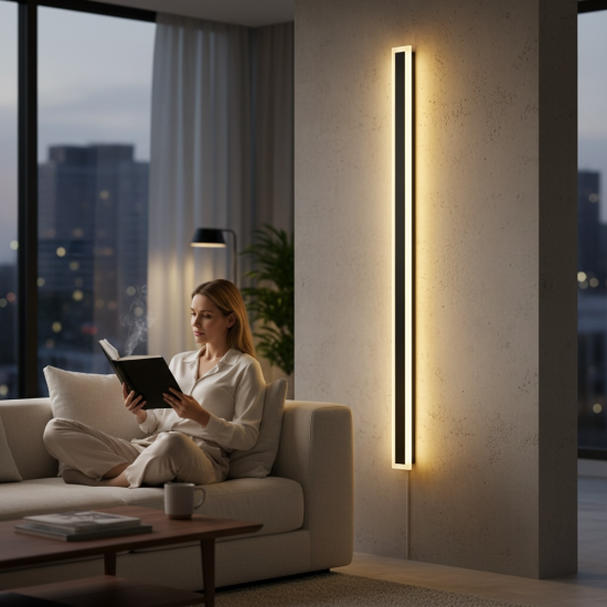 Aplica led liniara de perete neagra 35W/1700LM/3000K - 1200mm
