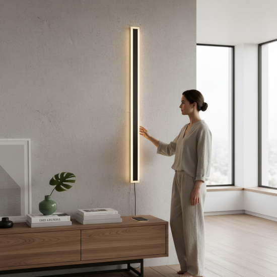 Aplica led liniara de perete neagra 35W/1700LM/3000K - 1200mm