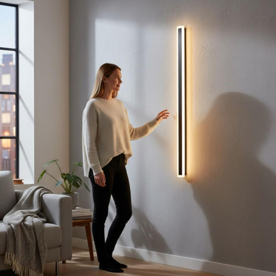 Aplica led liniara de perete neagra 45W/2200LM/3000K - 1500mm